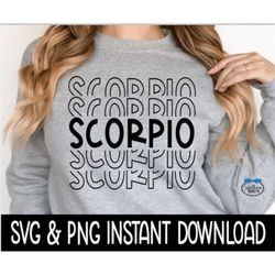 Scorpio SVG Files, Scorpio Stacked SVG, Scorpio Stacked PNG, Instant Download, Cricut Cut Files, Silhouette Cut Files, D