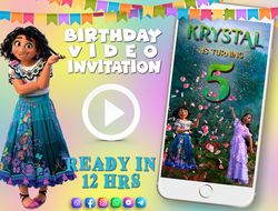Encanto birthday video invitation for girl, animated kid's birthday party invite