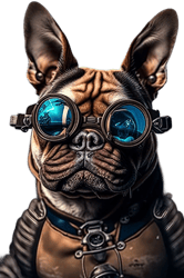 Futuristic Bulldog Face with Glasses - Deejitl Art Style