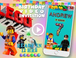 Lego birthday video invitation for boy or girl, animated kid's birthday party invite