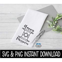 Happy Passover Tea Towel SVG, Farmhouse Tea Towel PNG File, Instant Download, Cricut Cut File, Silhouette Cut Files, Dow