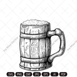 Beer Mug Svg, Alcohol Svg, Wooden Beer Mug , Beer Clipart, Wine and Beer svg, Cheers And Beers Svg, Drinking Dad Svg