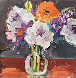 Poppies flowers Original oil painting Still life Impasto Fauvism art Abstract flowers Home decor Art gift ideas Wall art