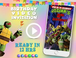 Teenage Mutant Ninja Turtles birthday video invitation for boy or  girl, animated kid's birthday party invite