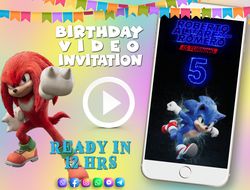 Sonic the Hedgehog birthday video invitation for boy or girl, animated kid's birthday party invite