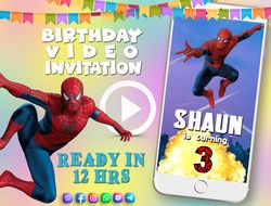 Spiderman birthday video invitation for boys, animated kid's birthday party invite