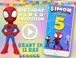 Spidey and his amazing friends birthday video invitation for boys, animated kid's birthday party invite