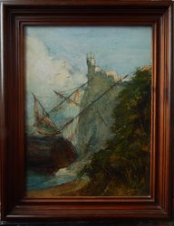 Original Oil Painting on Canvas Shipwreck Seascape Artwork Landscape Hand painted  Wall Decor