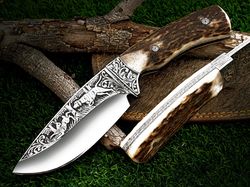 Knife, knives, custom knife, handmade knife, Bushcraft knife, kitchen knife, Damascus knife, engraved knife, Gift