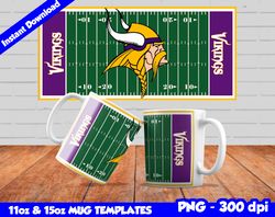 Vikings Mug Design Png, Sublimate Mug Template, Vikings Mug Wrap, Sublimation Football Design PNG, Instant Download