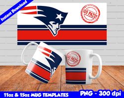 Patriots Mug Design Png, Sublimate Mug Templates, Patriots Mug Wrap, Sublimation Football Design PNG, Instant Download
