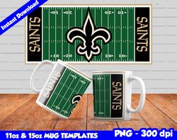 Saints Mug Design Png, Sublimate Mug Templates, Saints Mug Wrap, Sublimation Football Design PNG, Instant Download