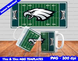 Eagles Mug Design Png, Sublimate Mug Template, Eagles Mug Wrap, Sublimation Football Design PNG, Instant Download
