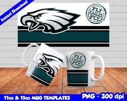 Eagles Mug Design Png, Sublimate Mug Templates, Eagles Mug Wrap, Sublimation Football Design PNG, Instant Download