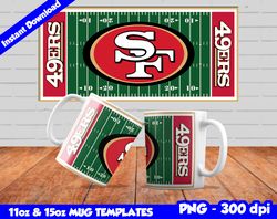 49ers Mug Design Png, Sublimate Mug Templates, 49ers Mug Wrap, Sublimation Football Design PNG, Instant Download