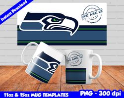 Seahawks Mug Design Png, Sublimate Mug Templates, Seahawks Mug Wrap, Sublimation Football Design PNG, Instant Download