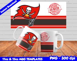 Buccaneers Mug Design Png, Sublimate Mug Template, Buccaneers Mug Wrap, Sublimate Football Design PNG, Instant Download