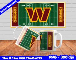 Commanders Mug Design Png, Sublimate Mug Templates, Commanders Mug Wrap, Sublimate Football Design PNG, Instant Download