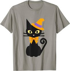 halloween black cat with hat and bow japanese funny tshirt
