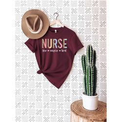 Nurse Love Inspire Heal T-Shirt, Nurse Life Shirt, Nurse Superhero, Nursing Shirts, RN Nurse Shirt, RN Shirt, Rainbow Nu