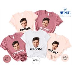 custom photo groom shirt, bachelor party groom picture tee, personalized photo print shirts, custom picture wedding shir