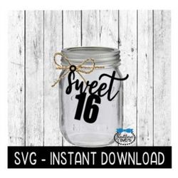 Sweet 16 Jar Tag SVG, Tag SVG File, Jar Tags SVG, Instant Download, Cricut Cut File, Silhouette Cut Files, Download, Pri