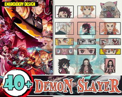 40 Demon Slayer Anime Embroidery Files, Kimetsu No Yaiba Embroidery Designs Bundle, Machine Embroidery Bundle, Instant D