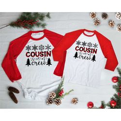 Cousin Crew Christmas shirts, Matching  Xmas Tees, Christmas Raglan, Christmas Matching Tees, Xmas Tree  ShirtsRA6