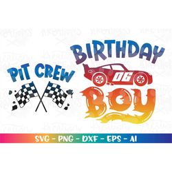 Birthday Boy svg SIX 6 year old Race car Theme Pit Crew birthday color celebration print iron on cut file Cricut Downloa