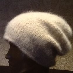 alpaca silk knit hat slouch beanie hand knitted natural eco yarn
