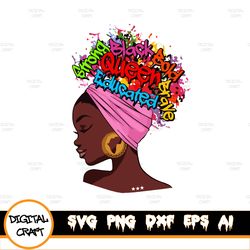 Afro Black Beauty Ebony girl Classic Black woman svg, Black girl Svg Png Pdf, psd, Afro lady Diva pretty woman vector im