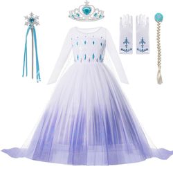 Disney Frozen Costume Elsa Belle Princess Dress Set Birthday Party Clothes Christmas Cosplay Frozen Mermaid Costume