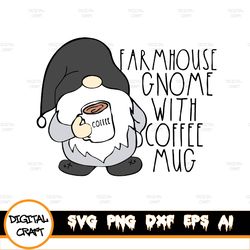 Gnome SVG Coffee Mug, Lumpy Farmhouse Mug, Coffee Bar Cutting File, Layered DXF PNG eps jpg, Instant Download, Rustic, S