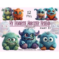 Plush monster toy clipart, Funny cute little monsters images, Fantasy Halloween creepy horror png , Free commercial use
