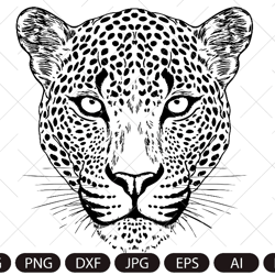 Leopard svg,Animal svg,Instant Download,SVG, PNG, EPS, dxf, jpg digital download,Leopard head/ Cut files for Cricut/ Cli