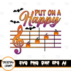 Put On A Happy Face Music, Happy Halloween, Music Lover, Pumpkin Birthday gift, INSTANT DOWNLOAD/Png Printable/ Sublimat