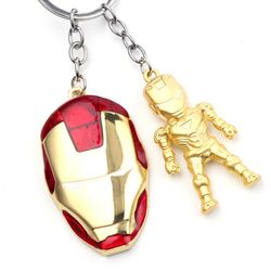 Disney Marvel Iron Man Doll Keyring Golden Fashion Avengers Superhero Mask Keychain Keybag Accessories