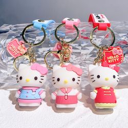 Kawaii Cartoon Kitty Cat Keychain Cute Figure Action Dolls Silicone Pendant Keyring for Backpack Key Holder Accessories