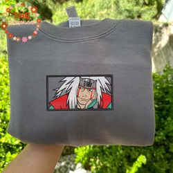 Jiraiya Embroidered Sweatshirt, Naruto Anime Embroidered Sweatshirt, Custom Anime Embroidered Crewneck, Anime Embroidere