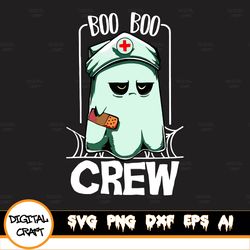 Boo Boo Crew Funny Ghost Boo Halloween Nurse Bella Canvas
