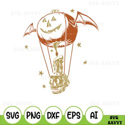 Hot Air Balloon Pumpkin Halloween SVG PNG EPS DXF Cricut File Silhouette Art
