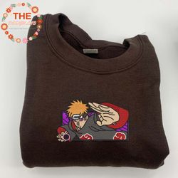 Pain Embroidered Sweatshirt, Naruto Anime Embroidered Sweatshirt, Custom Anime Embroidered Crewneck, Anime Embroidered G