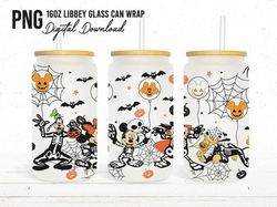 Mickey & Friends Skeleton Halloween Libbey 16 oz Design, Trick or Treat 16oz Tumbler Full Wrap, Spooky Vibes, Mickey Ske