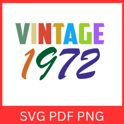 Vintage 1972 Retro Svg|VINTAGE 1972 SVG DESIGN |Vintage 1972 Sublimation Designs|Printable Art |Digital Download