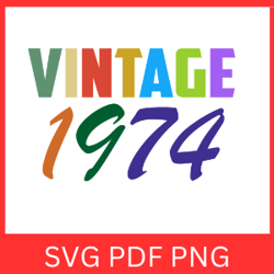 Vintage 1974 Retro Svg|VINTAGE 1974 SVG DESIGN |Vintage 1974 Sublimation Designs|Printable Art |Digital Download