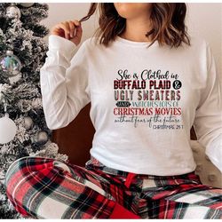 Christmas Quotes Sweatshirt, Christmas Quotes Shirt, Christmas Santa Buffalo Plaid Ugly Sweater, Womens Christmas Shirt,