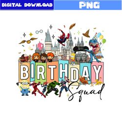 Birthday Squad Png, Superhero Png, Hogwarts Png, Minnios Png, Disney World Png, Magic Kingdom Png, Disney Png
