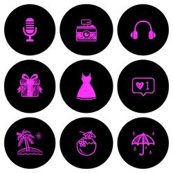 72 Lifestyle Instagram Highlight Icons.Black Instagram Highlights Images.  Black and Pink Instagram Highlights Icons.
