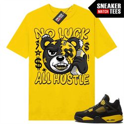 Thunder 4s shirts to match Sneaker Match Tees Yellow 'No Luck Bear'