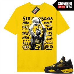 Thunder 4s shirts to match Sneaker Match Tees Yellow 'MJ Accolades Jumper'
